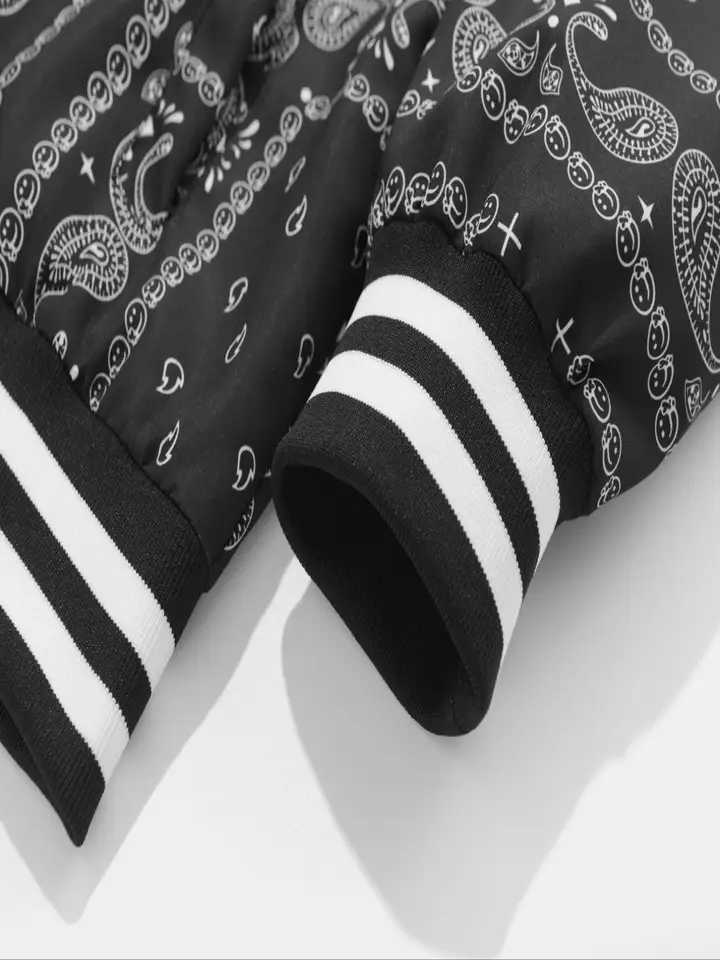 Mens Single-Piece Retro-Style Cashew Flower Splicing Jacket Casual Baseball Home Versatile Fashionable Daily Work Clothing W250809