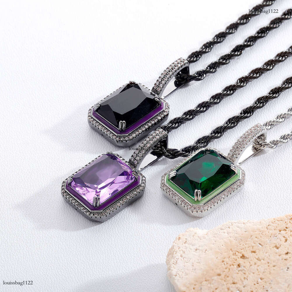 Rainbow Color Luminous Oil Drop Pendant Fashion Personality Moissanite chain Inlaid Necklace