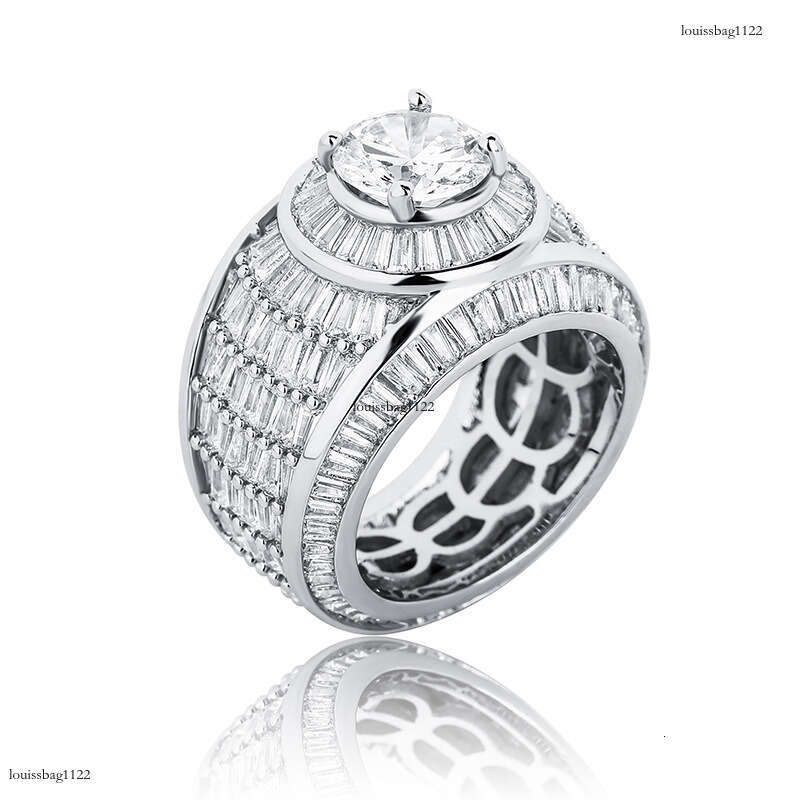 New Full Zircon Cluster Shape Jewelry Hip-Hop Trendy Men's Ring Bling