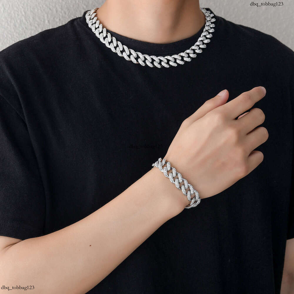 New 15mm Three Row Cuban Chain Full Dia Personality Trendy Men's Hip Hop Necklace