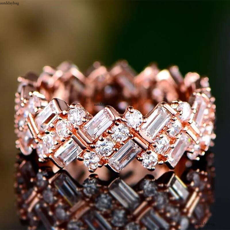 2025 Choucong Handmde Elegant Ins Top Sell Jewelry Sterling Sier Fill Baquette Cut 5A Cubic Zircon CZ Dia Party Eternity Women Wedding Ring Gift
