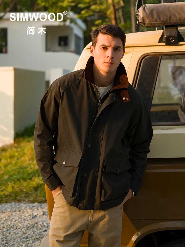 SIMWOOD 2025 Spring New Oversize Water Repellent Jacket Men Washed Vintage Coats Plus Size Quality Clothes W250809