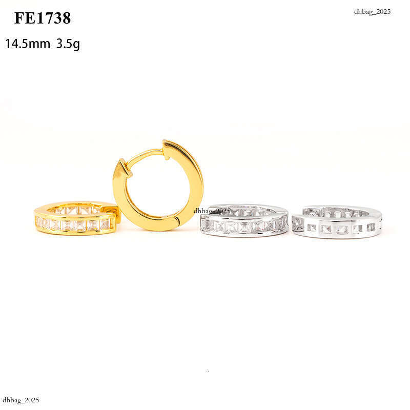 ICED OUT Synthetic Square Inlaid Zircon Hoop Ear ClipIced Out VVS Gold Plated Fashion Simple Elegant Earrings