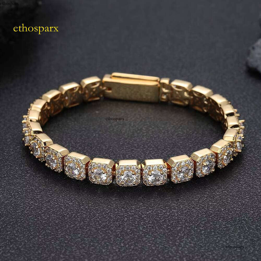 NUOYA Hip Hop Jewelry Gold Plated Iced Out Bracelet Unisex Shiny Cubic Zircon Clustered Tennis Chain for Gifts