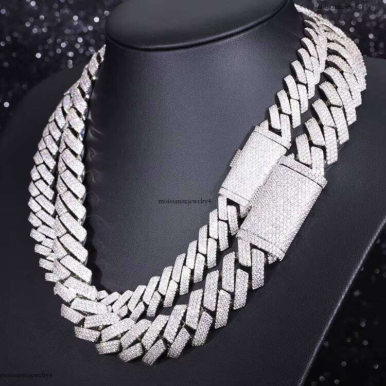 RTS Sterling Sier Gold Plated Hip Hop Jewelry 20MM 22MMwide Vvs Moissanite Cuban Link Chain