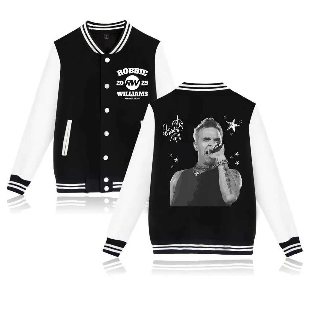 Robbie-Williams Tour 2025 Baseball Uniform Hoodie Jacket Harajuku Baseball Jacket Coat Tops for Fans Gift W250809