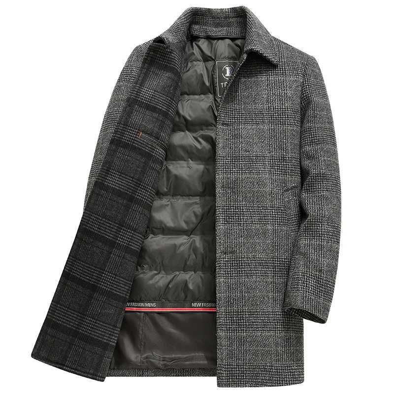 High Quality Mens Plaid Woolen Coat 2025 Winter Business Casual Warm Checkered Overcoat Outerwear Thick Wool Windbreaker JacketXJ250809