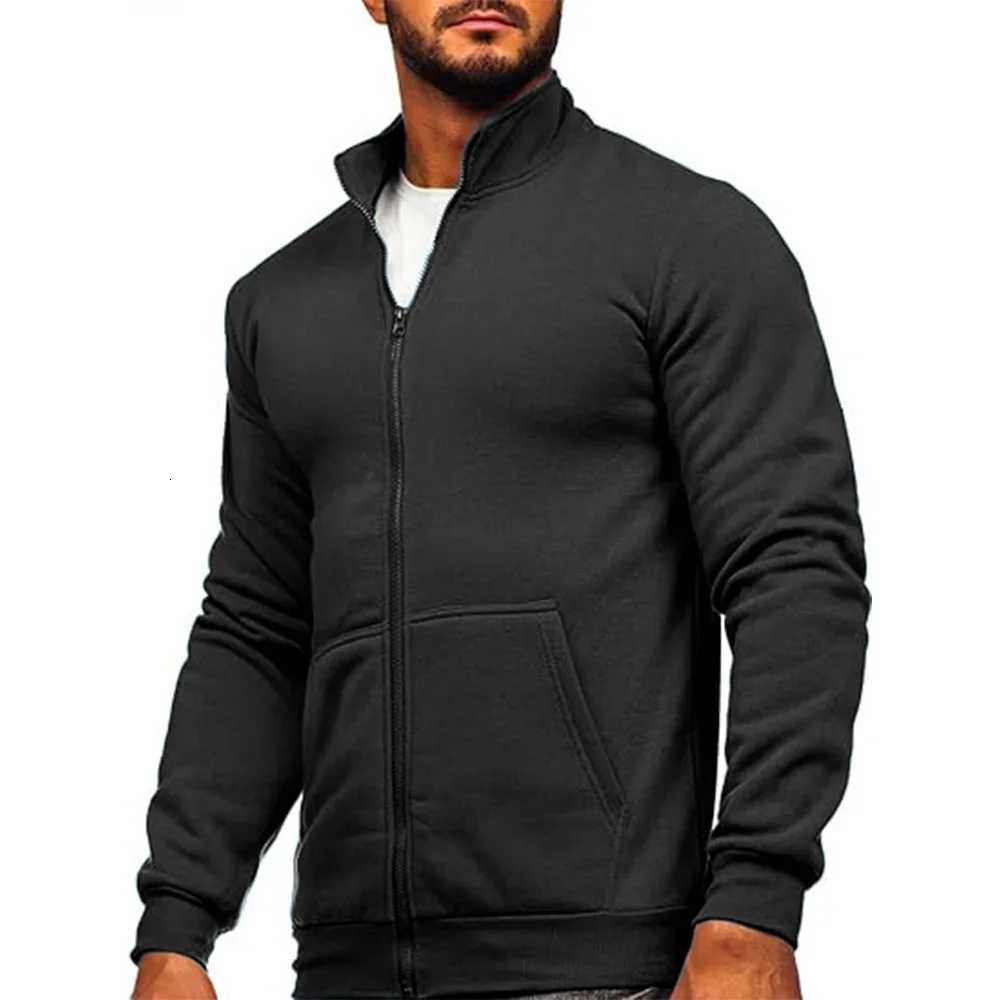 Mens Long Sleeve Sweatshirt Solid Full Zipper Design Sweatshirt for Men Clothing Sportswear Slim Fit Casual Fitness Jacket W250809
