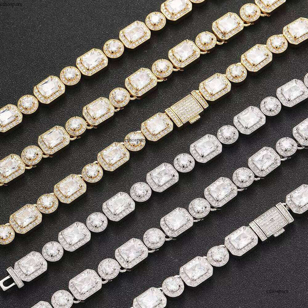 NUOYA Hight Quality Iced Out Clustered Hip Hop Jewelry Rectangle Dia Tennis Bracelet