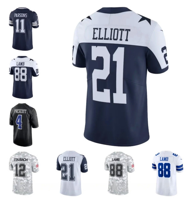 Cowboy Dak Prescott CeeDee Lamb Roger Staubach Micah Parsons Tony Pollard Trevon Diggs Ezekiel Elliott Michael Gallup cowboysjersey Football Jersey 55