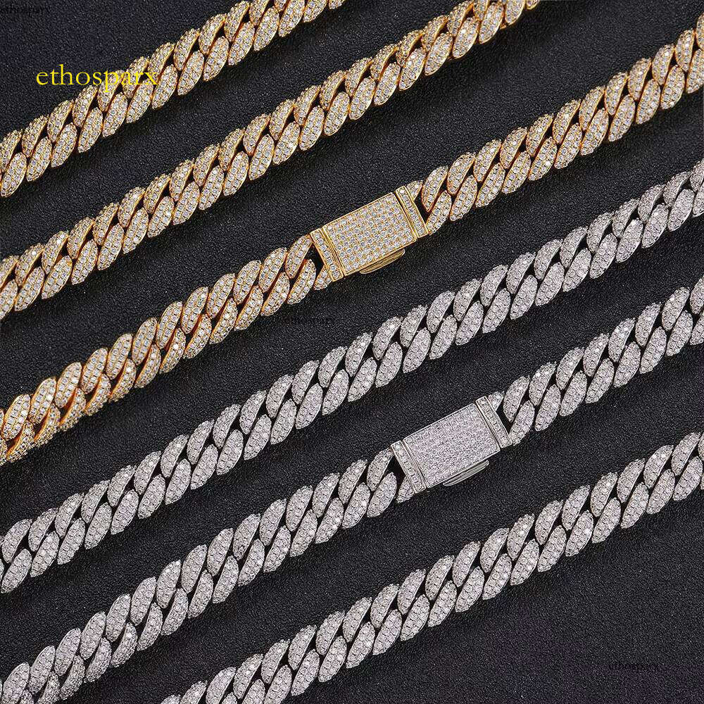 NUOYA Hip Hop Jewelry 10mm Gold Necklace CZ Zircon Miami Cuban Link Chain for Men Women Gift
