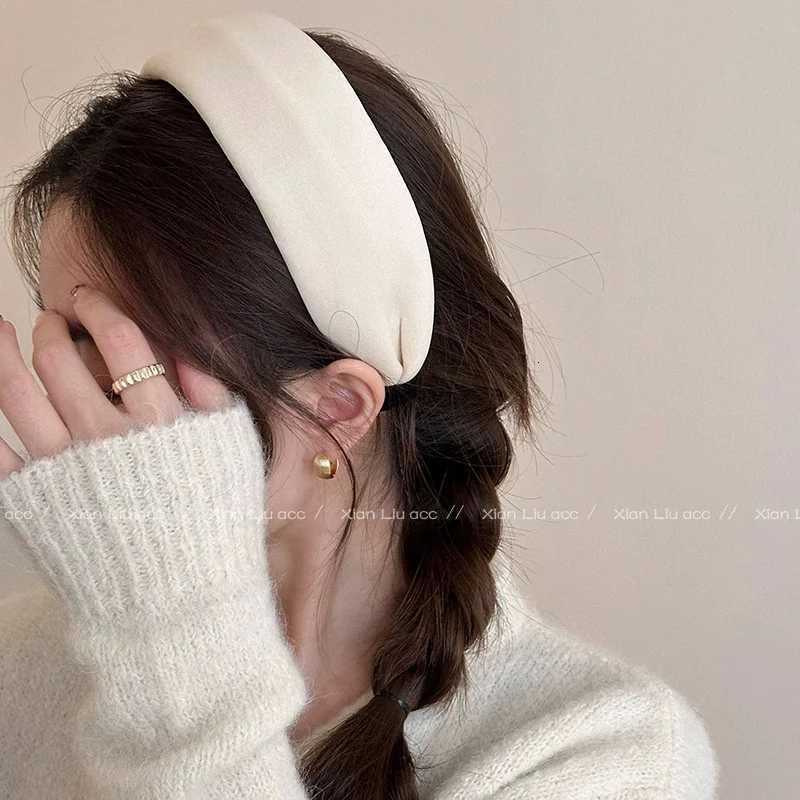Vintage Solid Soft Cotton Hairband for Girls Sweet Hair Ornament Band Hair Hoop Hair Band Fashion Hair Accessories Y250809
