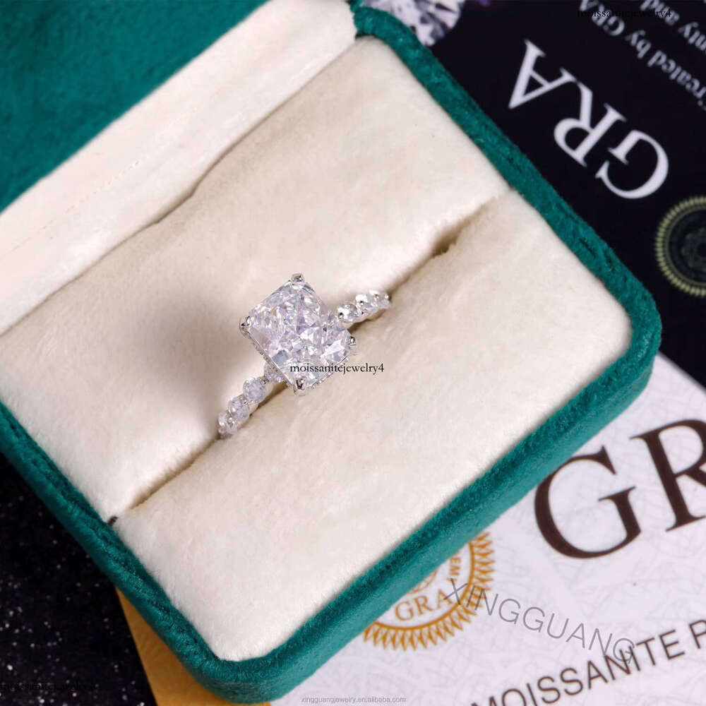 XG 4CT Radiant for Women VVS Moissanite Lab Grown Dia Custom Rings Sier 10 14 18 k Gold Fine Jewelry