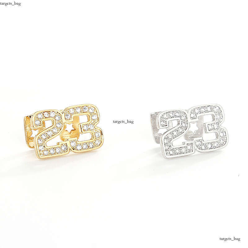 New Micro Pave Zircon Set Double Number 23 Hip Hop Teeth Jewelry