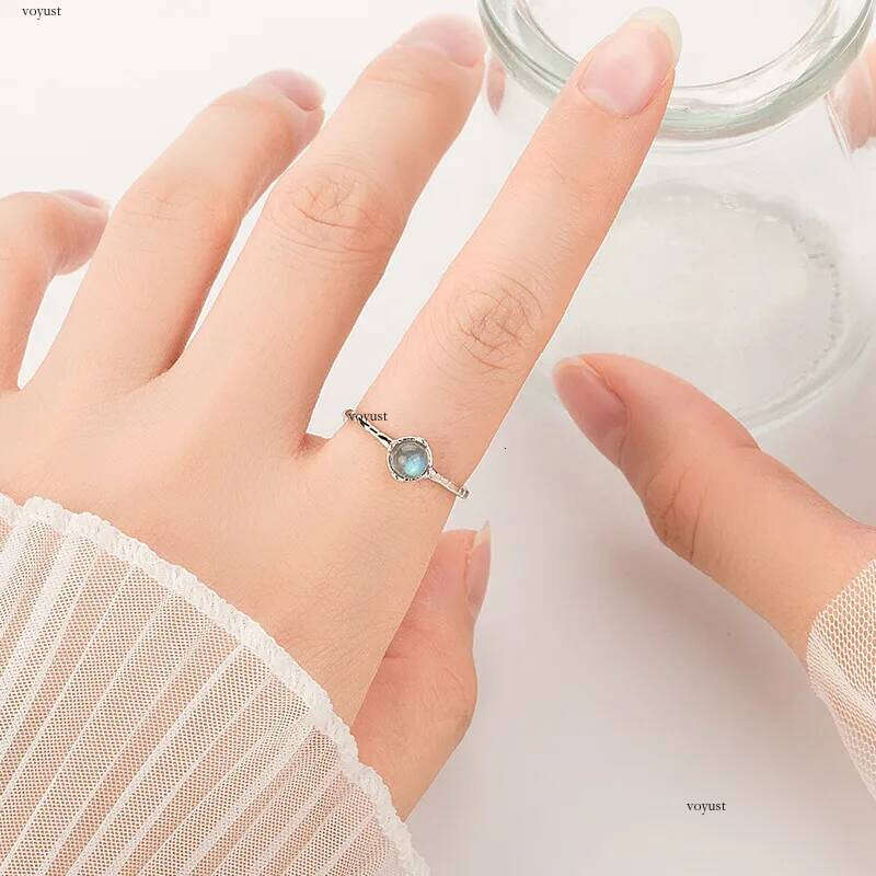 Adjustable with Natural Moonstone Fine Jewelry Engagement Rings for Women Vintage Gift To Girlfriend