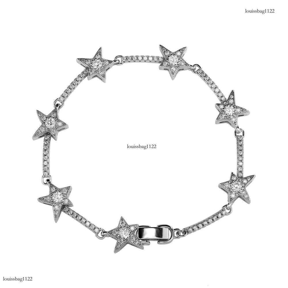 Five-Pointed Star Sterling Silver Zircon Fashionable Personality Versatile Bracelet
