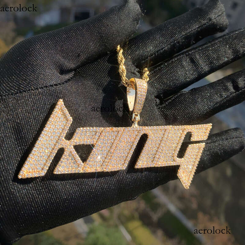 Hip-Hop Blade Combination Sterling Silver Inlaid Moissanite chain Full Dia Number Letter DIY Splicing Pendant Necklace