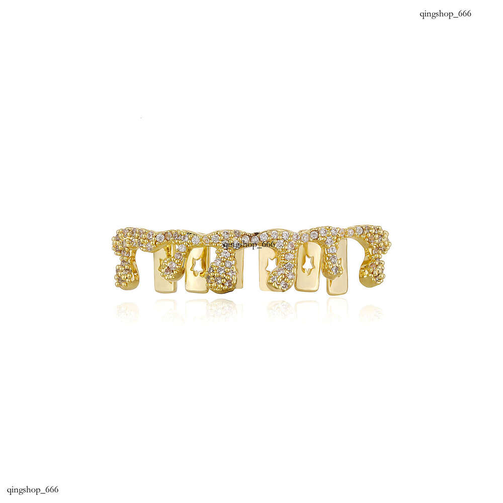 Unique Water Drop Dentures Irregular Full Dia Plated Real Gold Trendy Men's Rap Super Cool Accessories