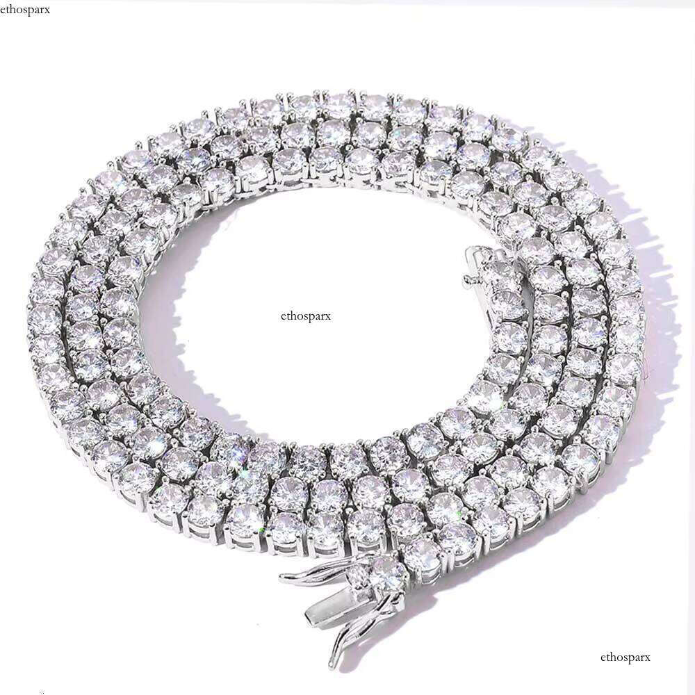 NUOYA Fine Jewelry VVS Moissanite Women's 6mm Sterling Sier Iced Out Dia Tennis Chain Necklace for Gift