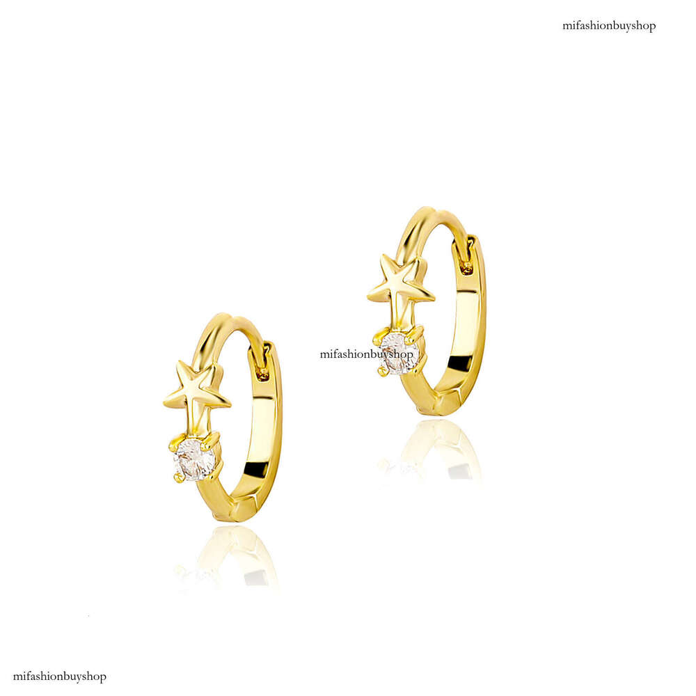 INS Style Single Star Earrings for Men Women, Simple and Elegant Pentagram Stud Earrings, Niche Zircon Inlaid Ear Jewelry