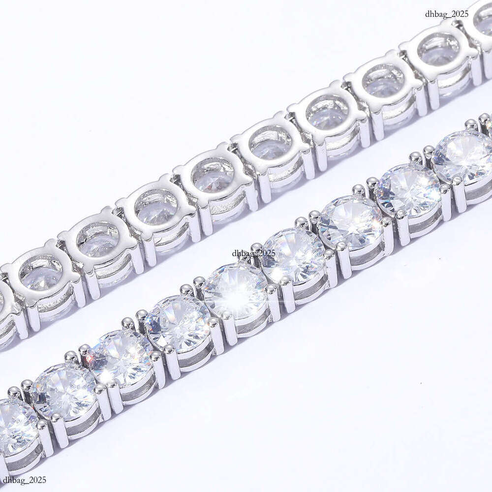 Sier Moissanite 3mm-6mm Tennis Chain White Gold Hip Hop Necklace with Certificate