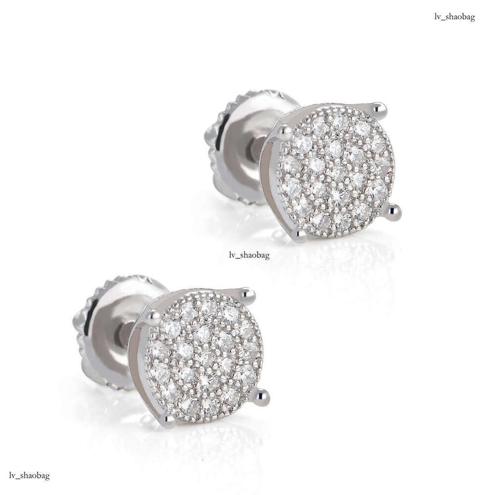 for Men Micro Paved Zircon Round Simple Men's Iced Out VVS Earrings Hip Hop Accessories