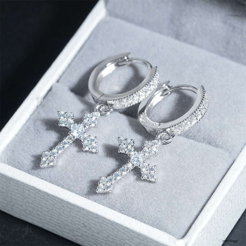 ICED OUT Cross Zircon Earrings for Women Fashionable Exquisite High-end Versatile Accessories