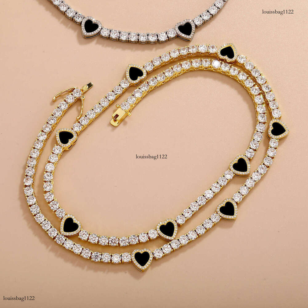 Heart Moissanite chain Bracelet Tennis Necklace for Women Exquisite High-end Clavicle Chain Accessory
