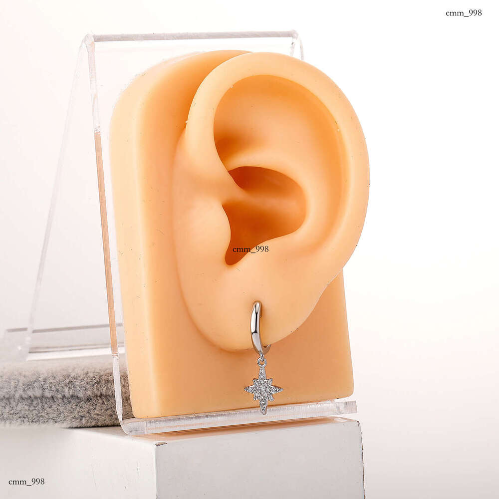Fashion Hexagram Exquisite Sterling Silver Inlaid Zircon for Women Simple Versatile Drop Earrings Gold Australian Jewelry Ear Accessories