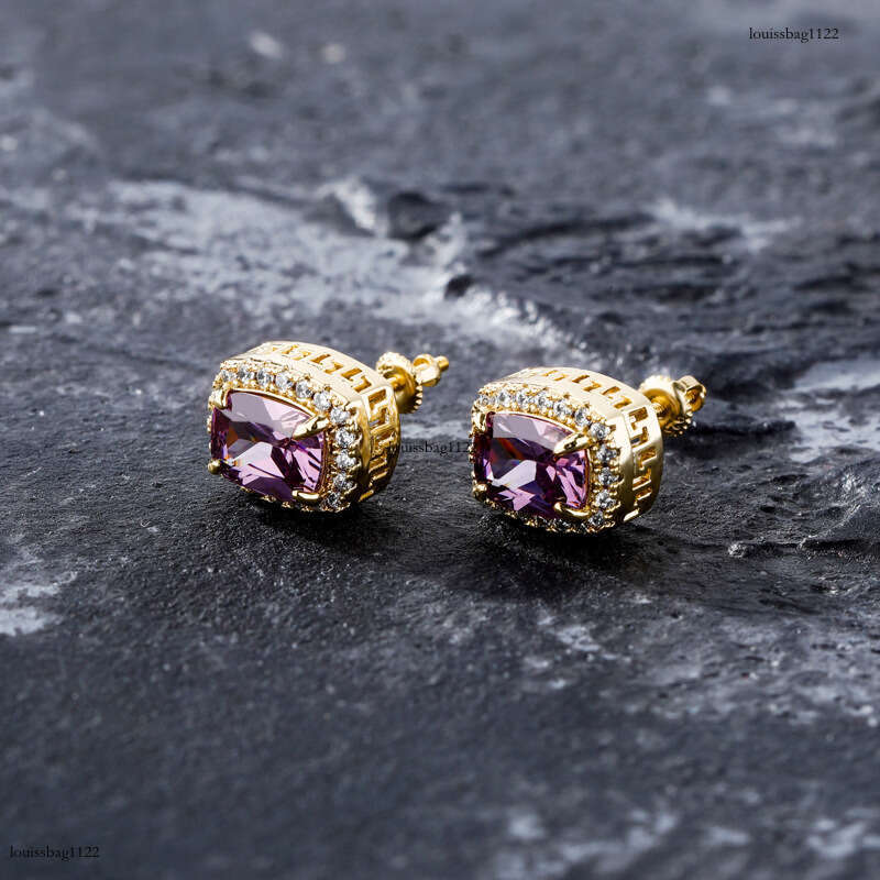 Inshiphop Hip-Hop Style Colorful Large Zircon Personality Earrings Gold Jewelry