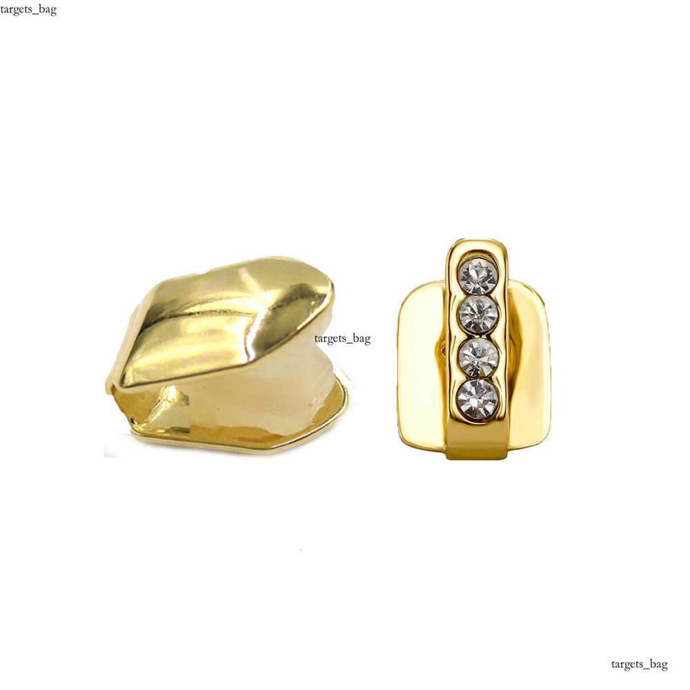 Hip-Hop TEMU Glossy Gold Heart Cross Star Teeth Set Personalized Grillz