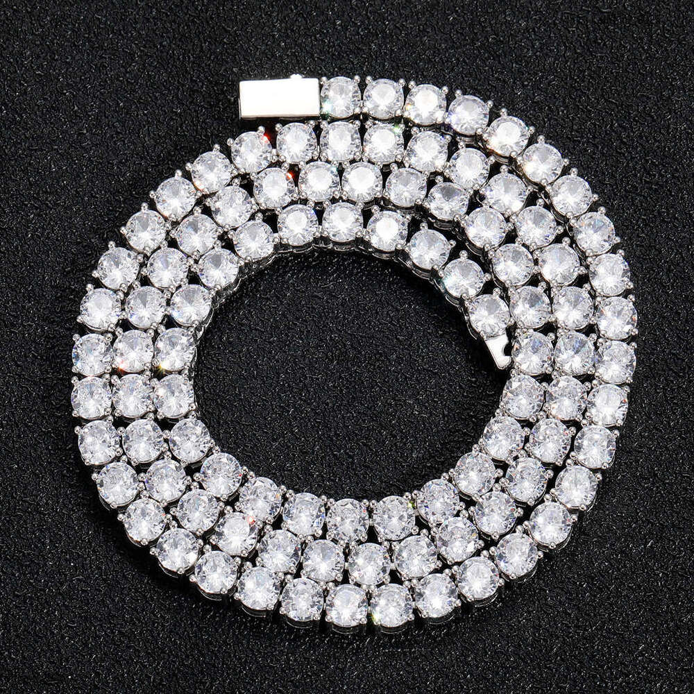 Sier Moissanite 3mm-6mm Tennis Chain White Gold Hip Hop Necklace with Certificate