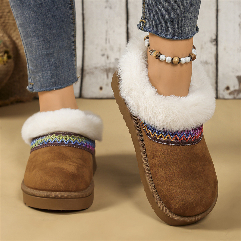 Designer shoes free shipping new Outdoor trainer winter plush platform embroidery snow boots for women's keep warm short boots black white