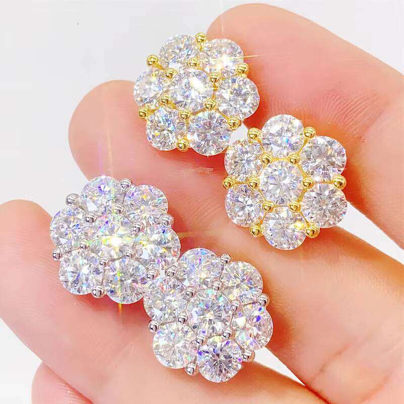 Hot Sale Pass Tester Fine Jewelry Sier 8mm 12mm 15mm Flower Vvs Moissanite Stud Earrings