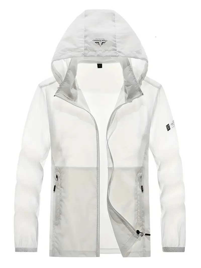 Mens Lightweight Breathable Sun Protection Jacket - Long Sleeve Hooded Outdoor Jacket for Running and Hiking Summer Casual Wear W250809