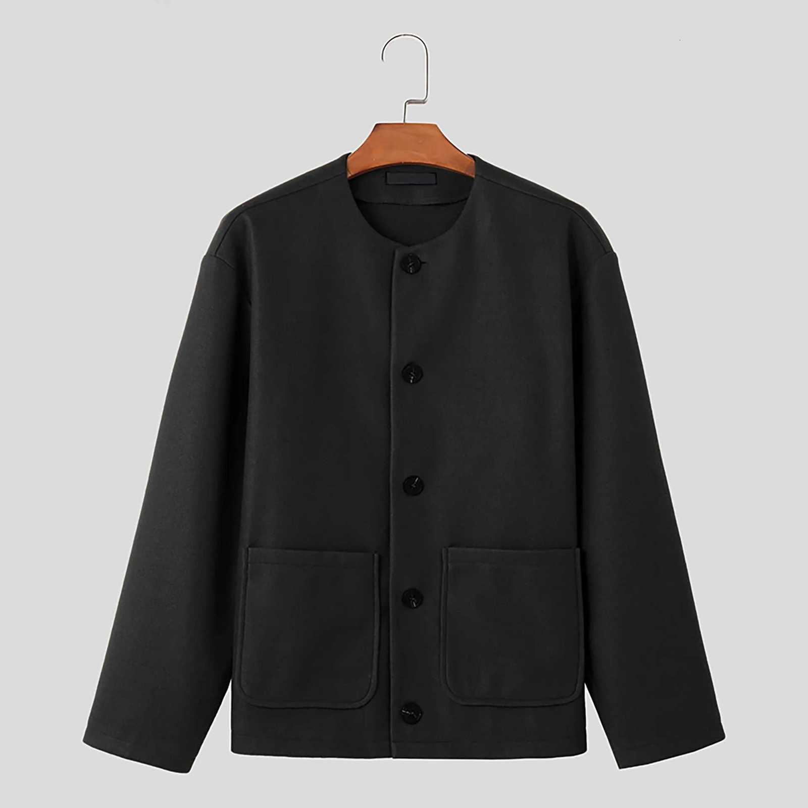Double-Sided Casual Jacket Design-Sense Collarless Loose Fitted Wool Coat XJ250809
