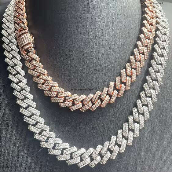 Fashion Design 2Rows Moissanite Dia Sier Cuban Link Necklace/bracelet Chain for Rapper Hiphop Jewelry