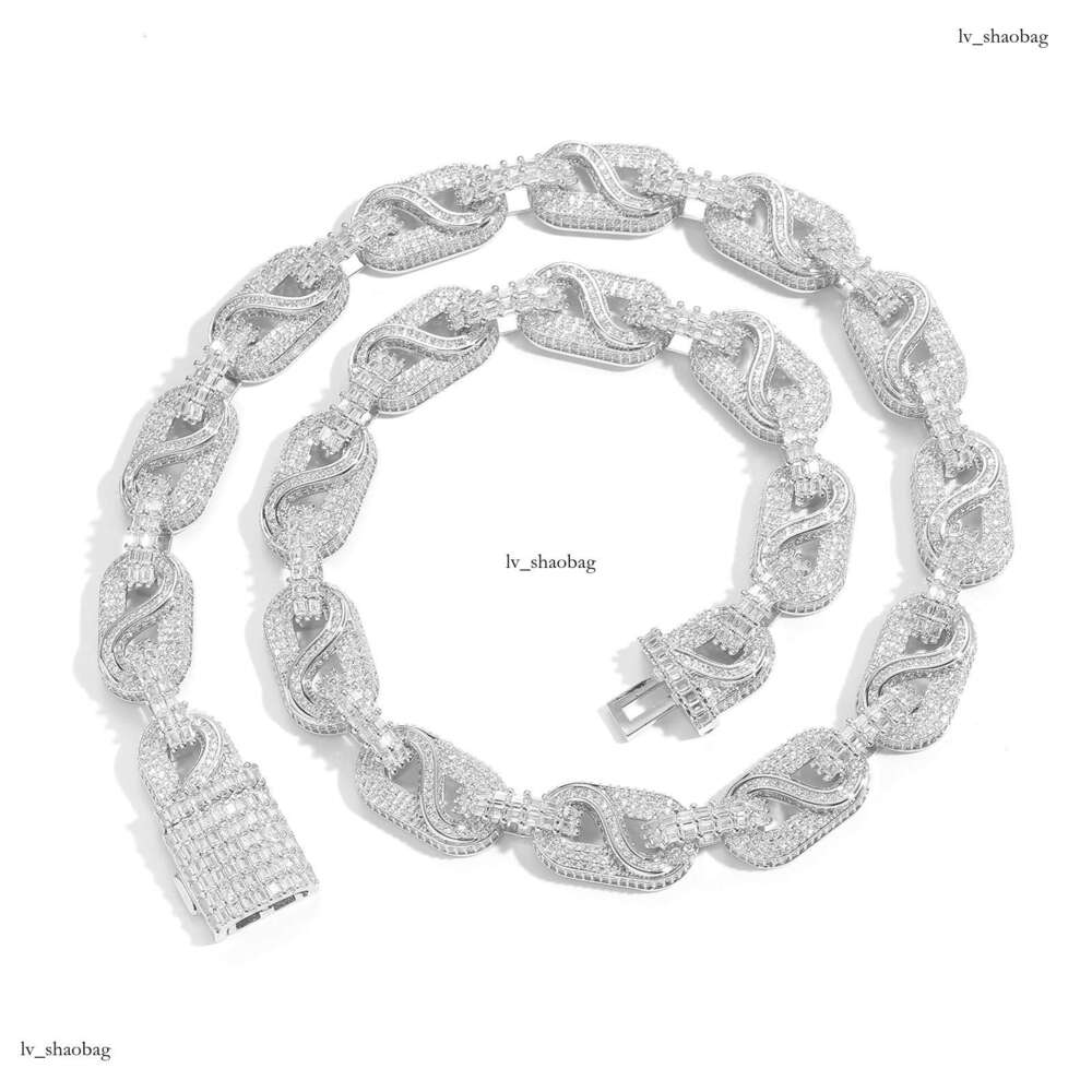 Meisa New T Square Mixed Moissanite chain Circulation Trendy Brand Fashion Personality Men's Hip-Hop Necklace