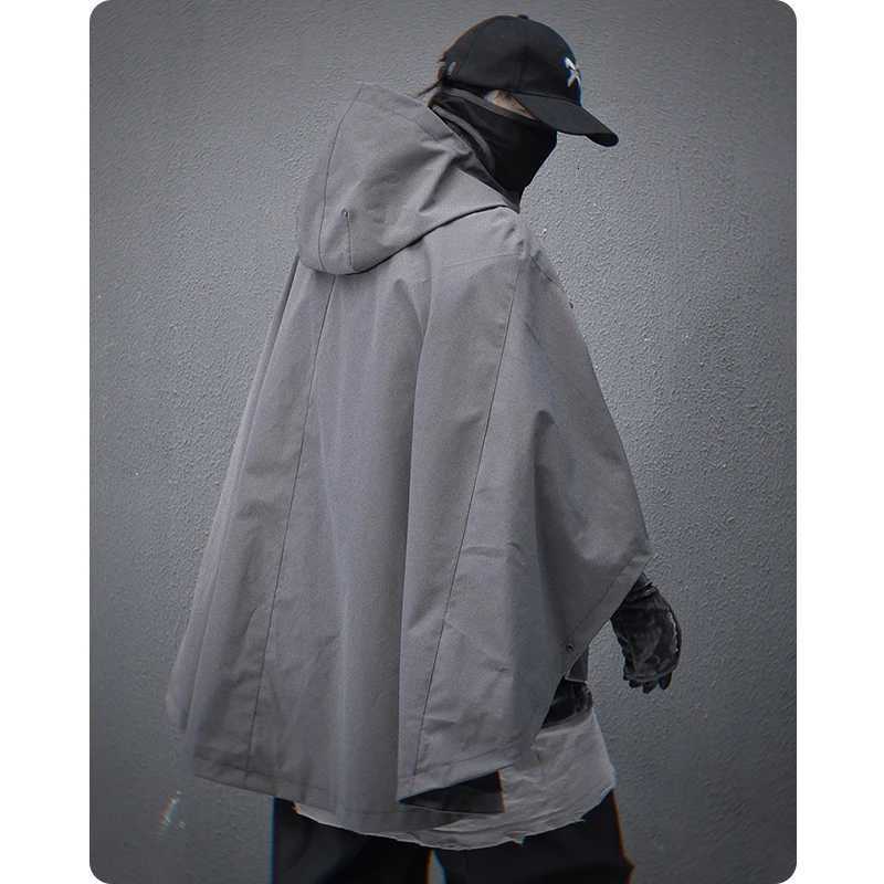 Unisex Harajuku Mens Clothing Spring New Functional Hooded Short Coat Cloak Jacket Shawl Loose HipHop Fashion Tactical Top W250809