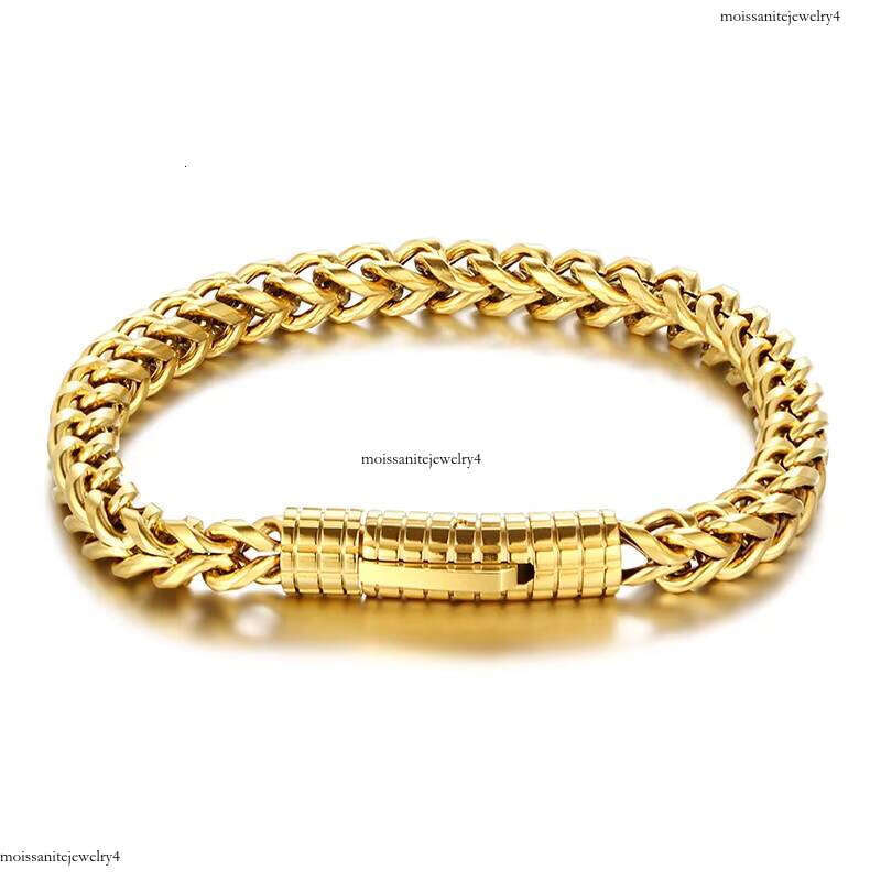 Hip Hop Franco Chain Bracelets Gold Plated Mens Stainless Steel Bracelet
