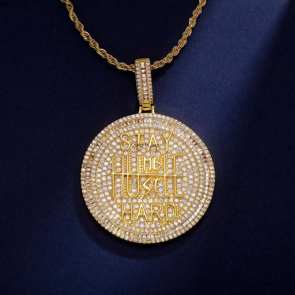 Trendy Personality Keep Calm Letter Pendant Full Dia Cuban Necklace Men Hip Hop Jewelry