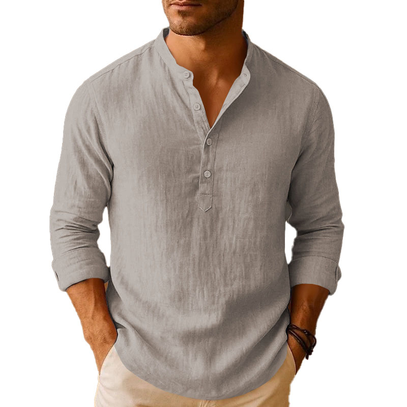 Summer Shirt Beach Cotton Linen Shirts Men Cardigan Tops Long Sleeved Turn Down Collar Slim Fit Large Size stylish dhgate clothes white black shirts b