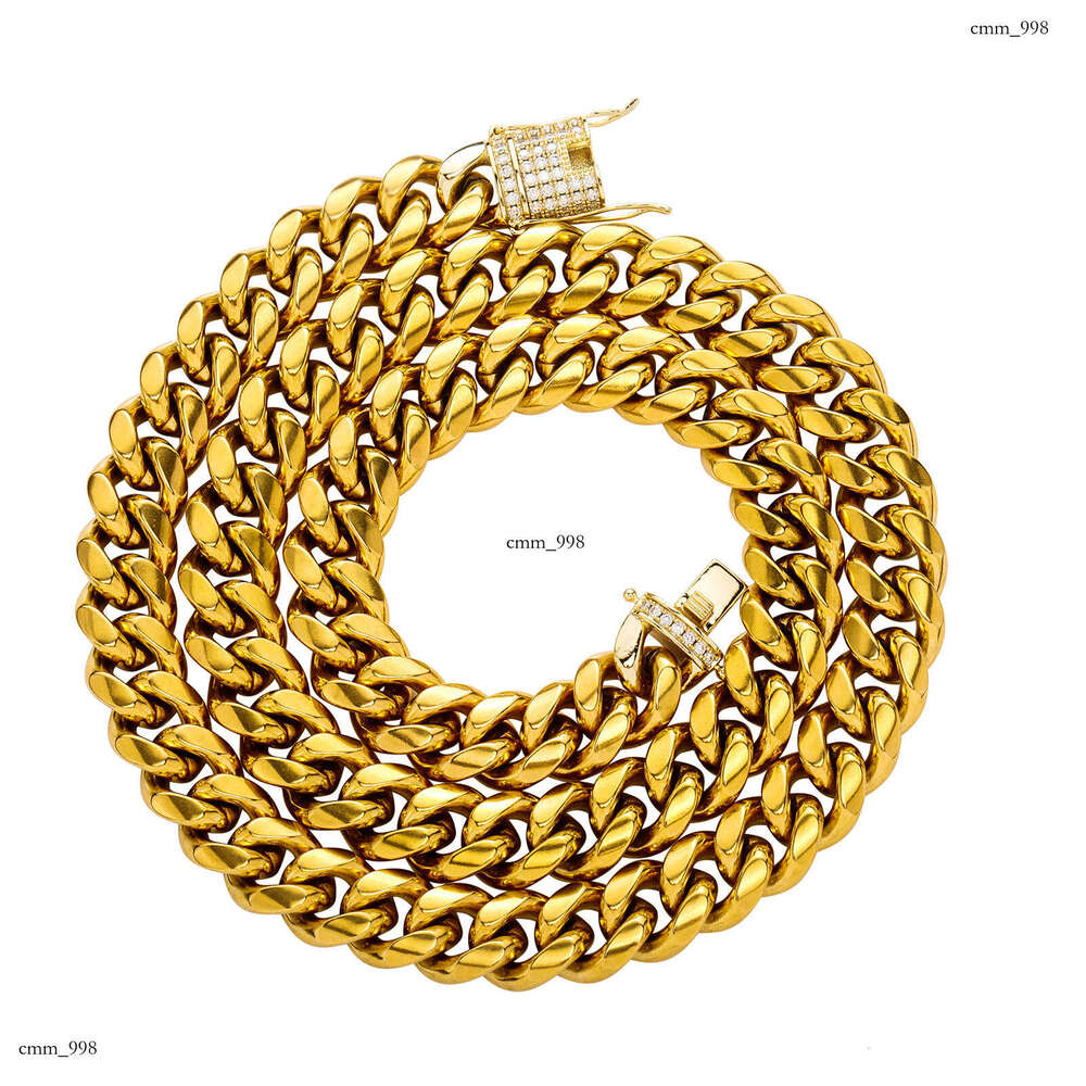 Hip Hop Men's Stainless Necklace Titanium Steel Cuban Moissanite Full Dia Clasp Versatile Women's Plain Chain