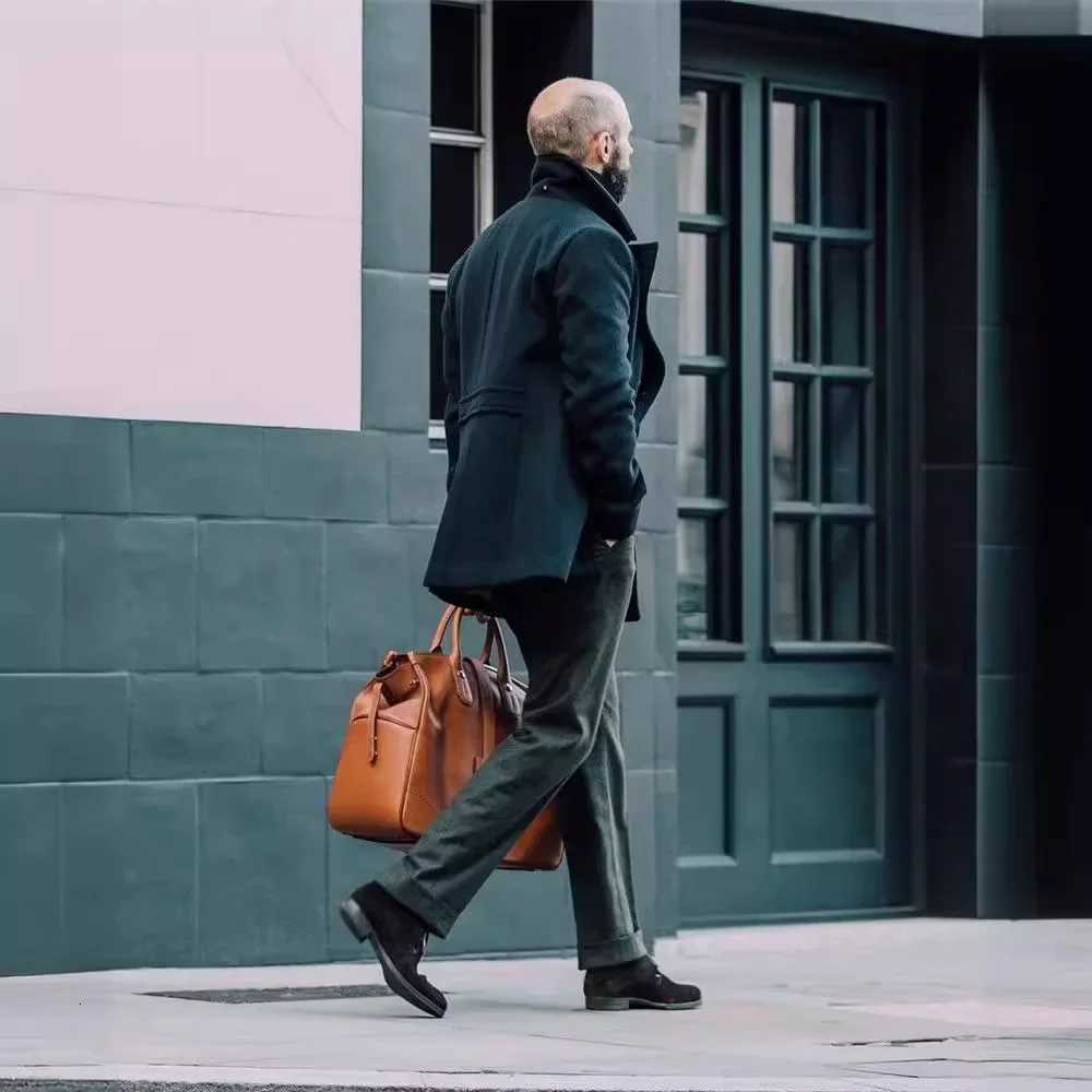 Mens British Woolen Overcoat for Autumn and Winter 2024 European and American Casual Lapel Single-breasted Solid Color Coat XJ250809