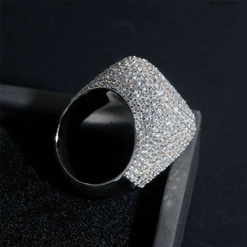 ICED OUT Silver Moissanite Men Women Classic Hip Hop fashion Ring