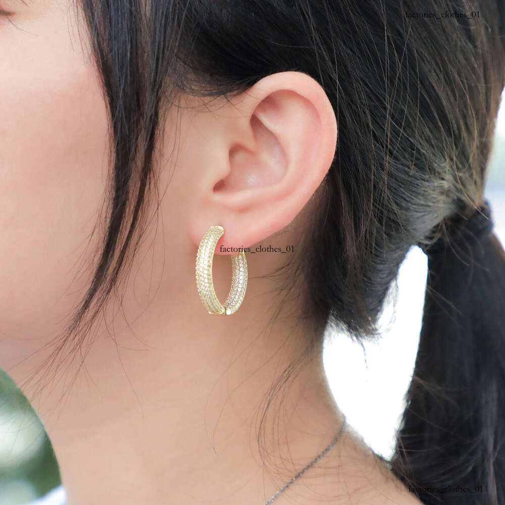 New Men and Women Full Zircon Real Plated Hip Hop Trendy Earrings Gold Jewelry