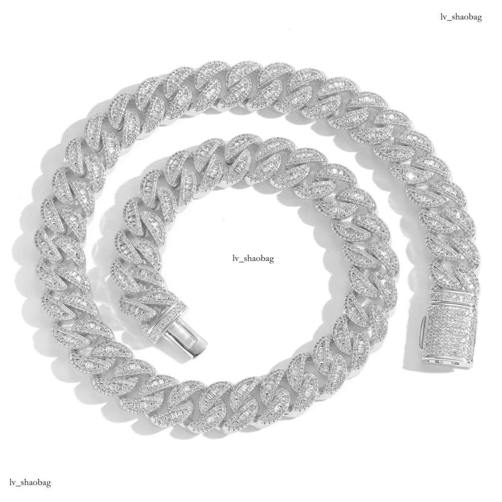 15mm Hip Hop Square Round Dia Mixed T-Cubic Moissanite chain Cuban Chain Trendy Men's Necklace