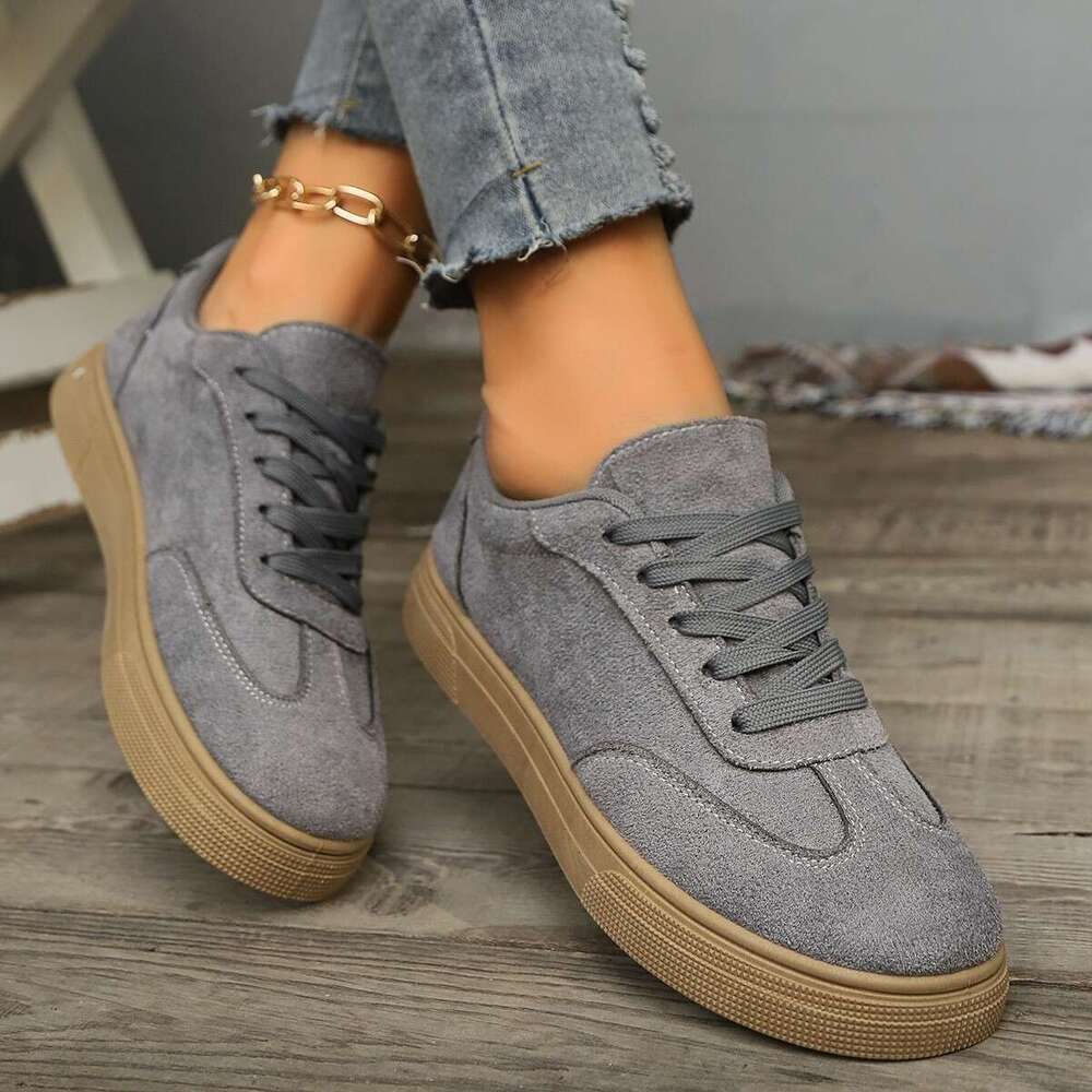 36-42 Suede White Sneakers for Women 2025 New Four Seasons Casual Sports Running Large Size Board Shoes