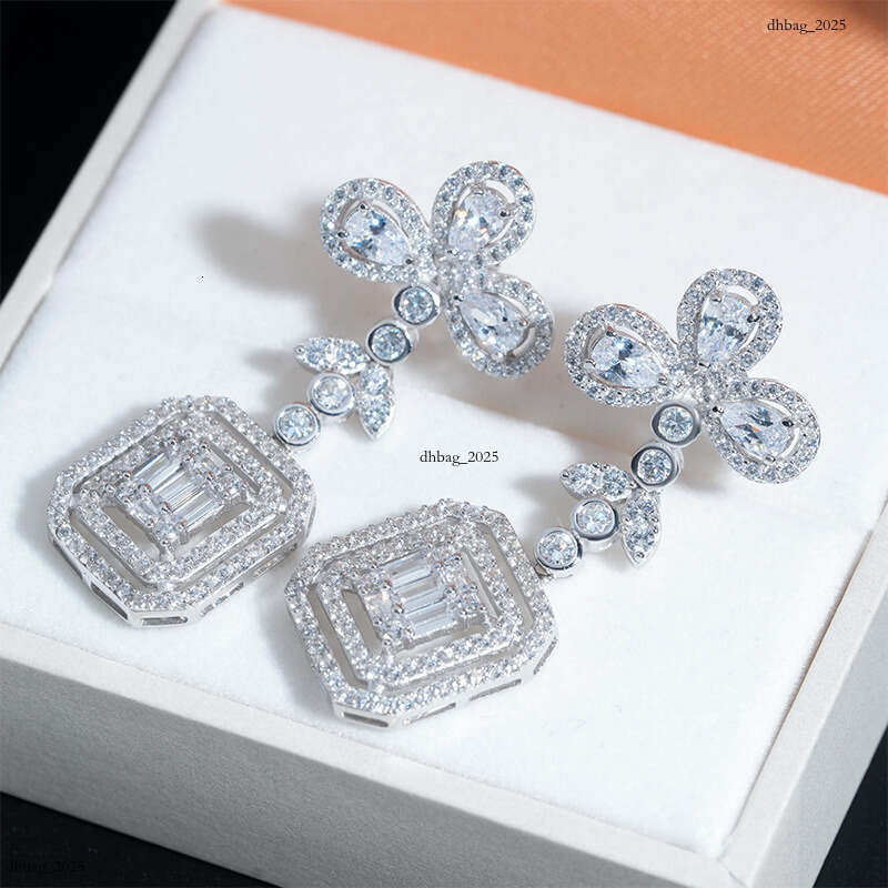 ICED OUT Sier Fashion Style Zircon Earrings Unique Ear Jewelry