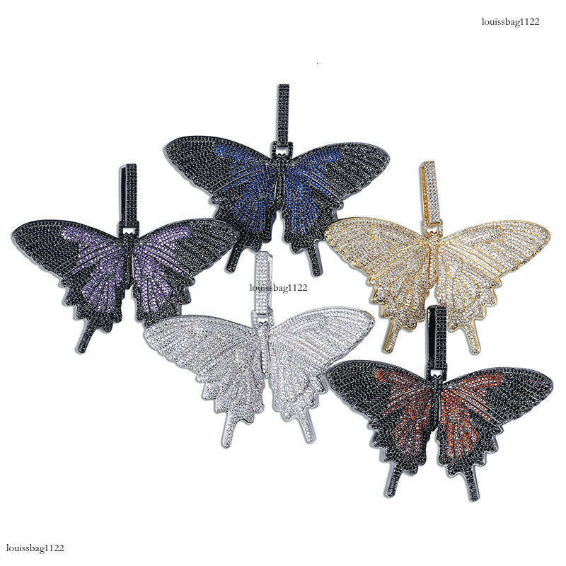 Inshiphop Large Butterfly Pendant Full Moissanite chain Trendy Personality Necklace Premium Accessories for Men and Women